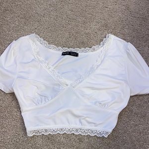 White laced crop top